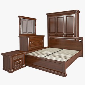 3D model Wooden bedroom furniture set in a classic style