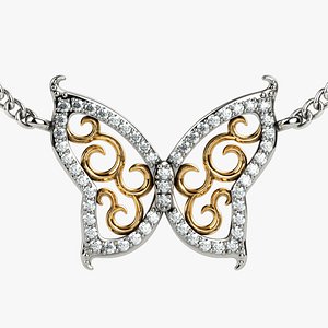 3D Butterfly Gold Necklace Bracelet Badge