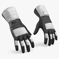 Professional Motorsport Gloves with Extended Cuff Black and White