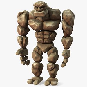 Brown Stone Golem Cartoon Stone Standing