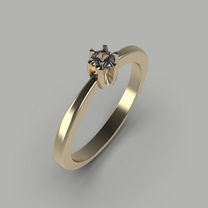 Round Solitaire Engagement Ring Jewelry CAD 3D Print Model