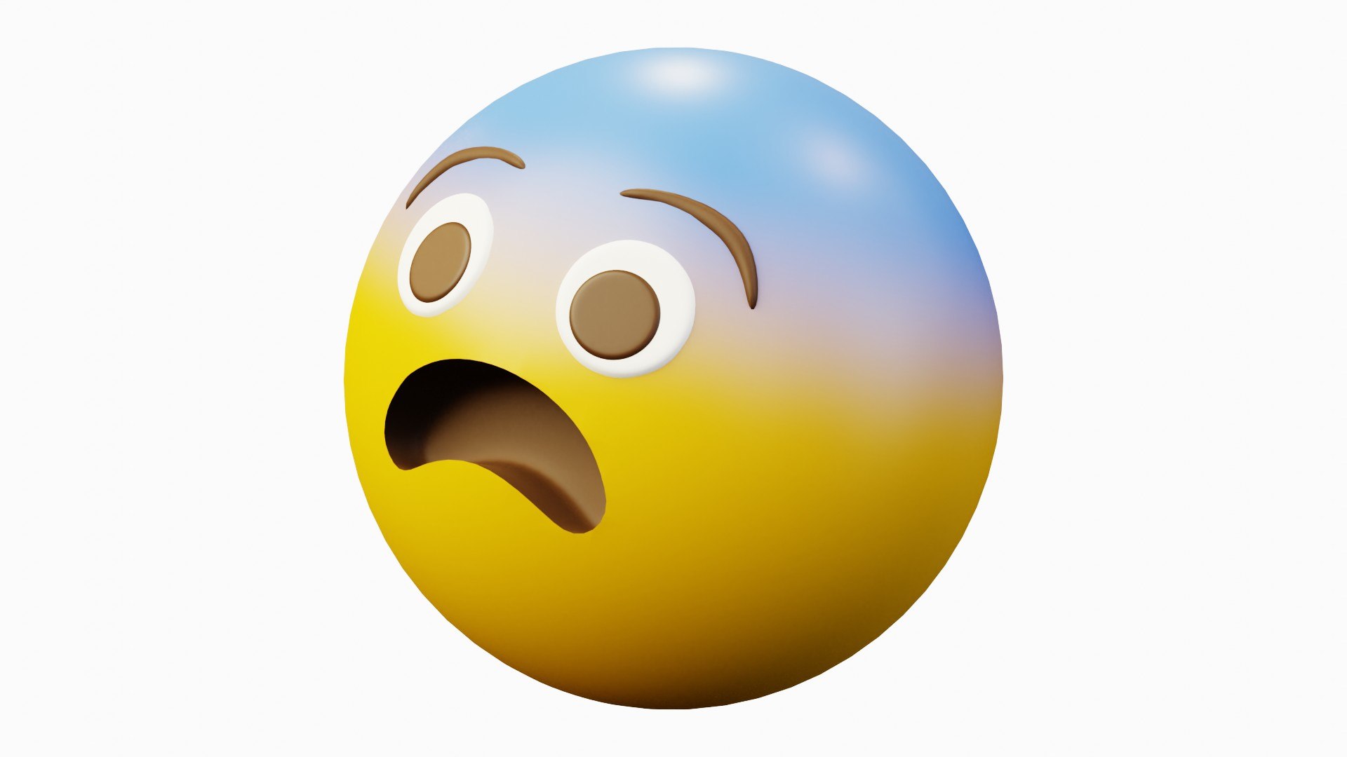3D Afraid or Scared Yellow Ball Emoticon Emoji or Smiley model ...