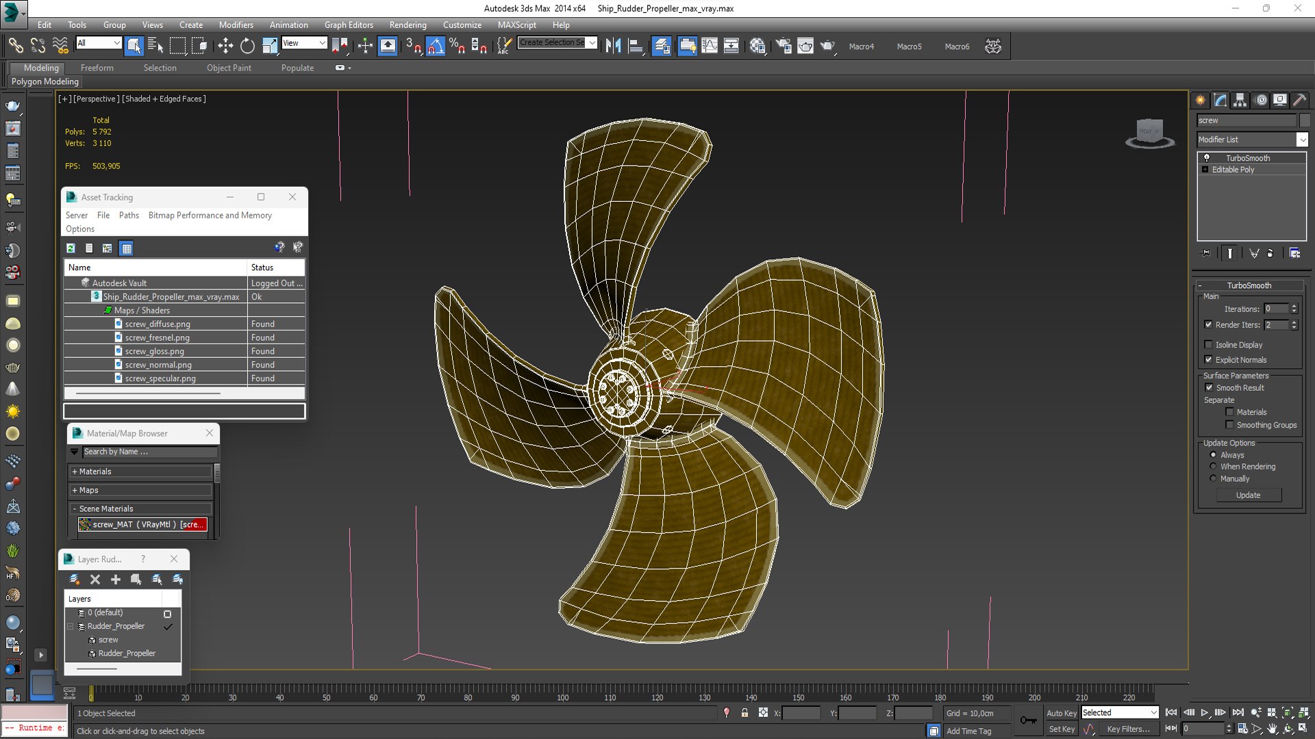 3D Rudder Propeller - TurboSquid 2219323