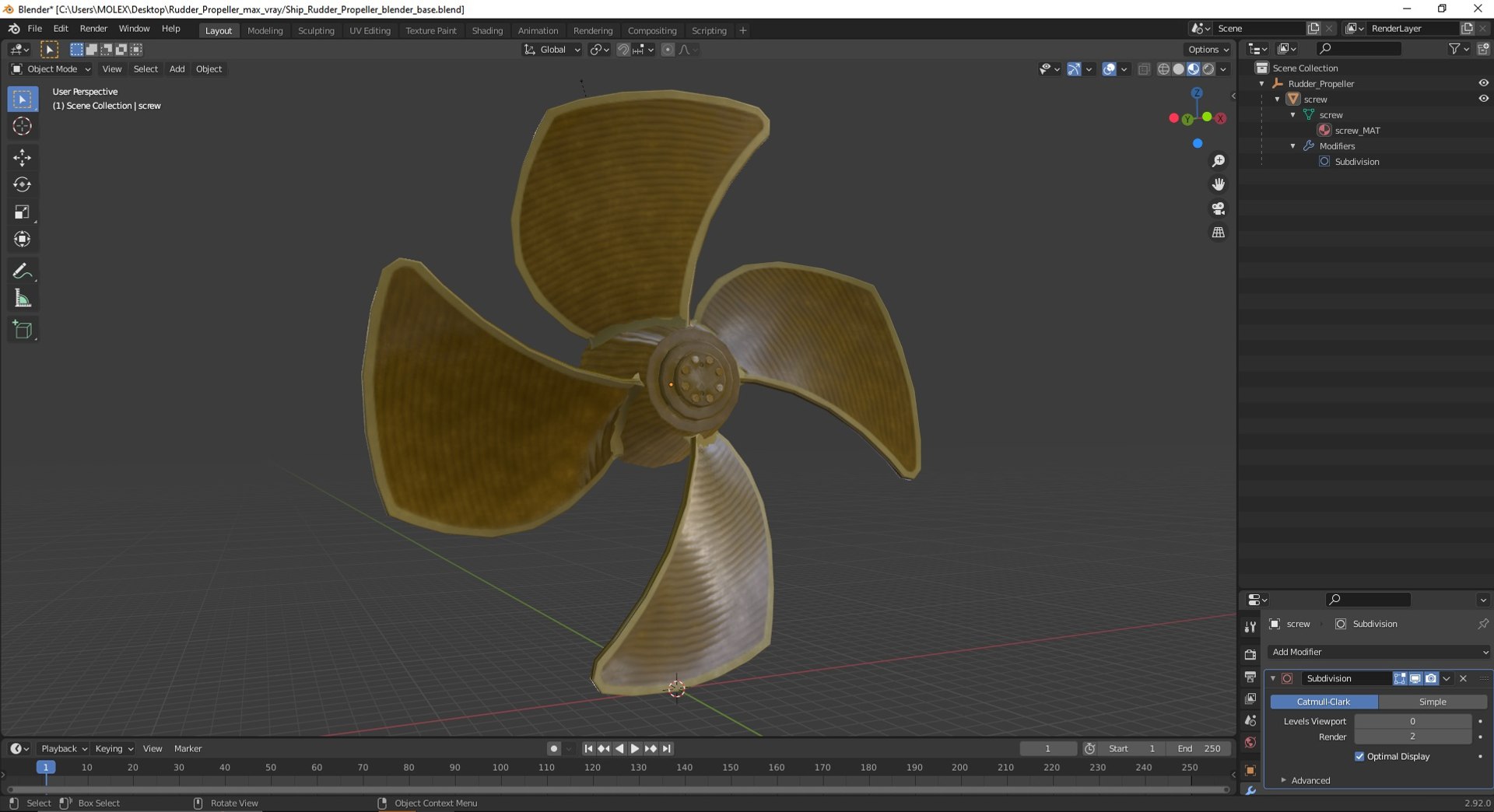 3D Rudder Propeller - TurboSquid 2219323