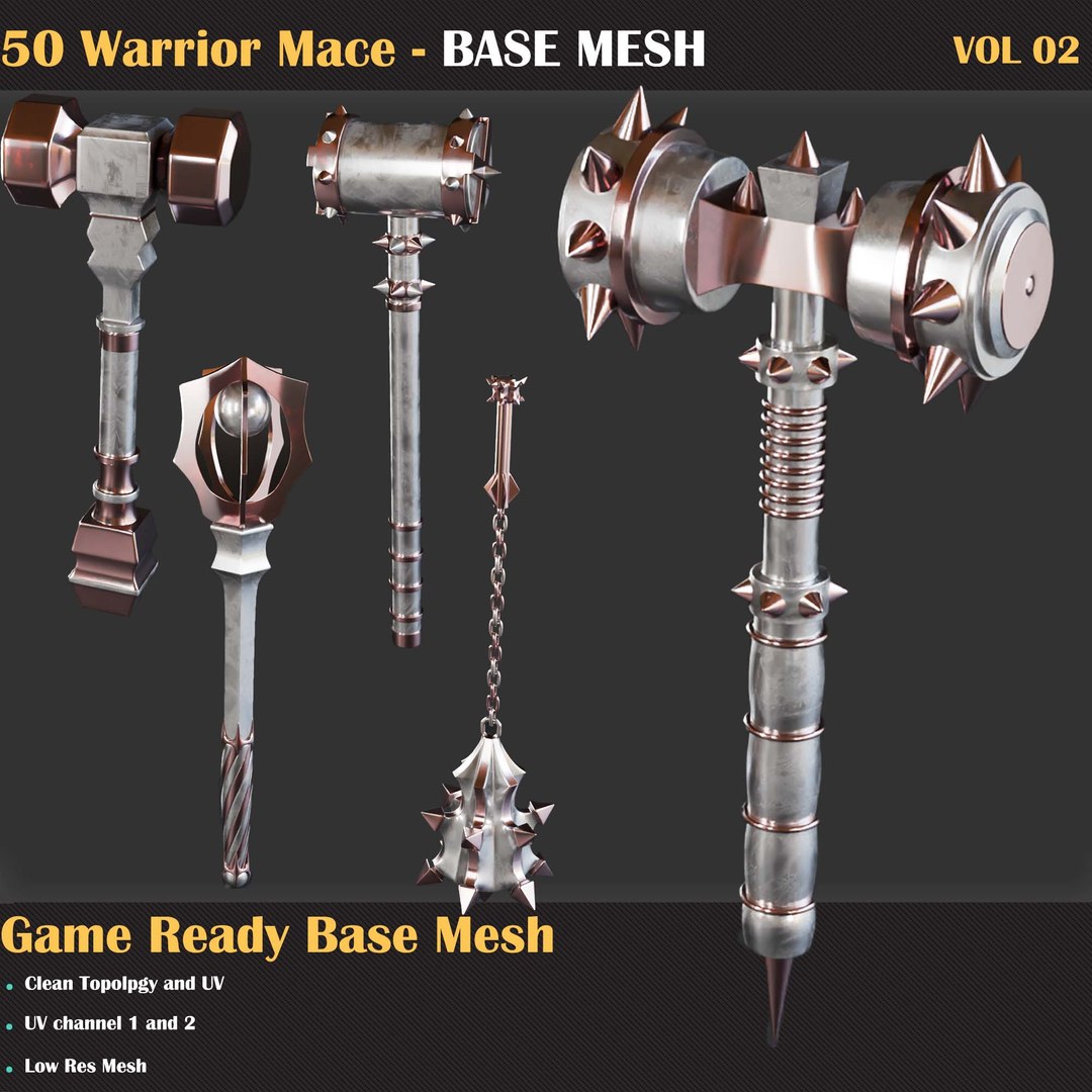 modelo 3d 50 Warrior Mace Base Mesh - VOL 02 Juego listo - TurboSquid ...