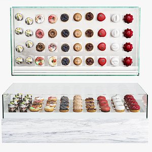 Display case with desserts Pastry cake 3D