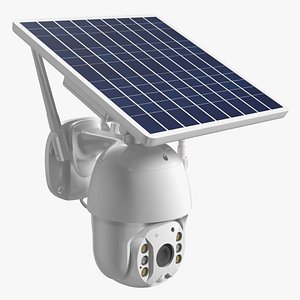 Solar Powered Security Surveillance Camera White 3D model