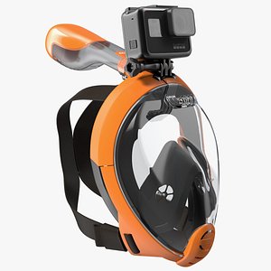 3D Full Face Snorkel Mask with GoPro Hero 7 Black model