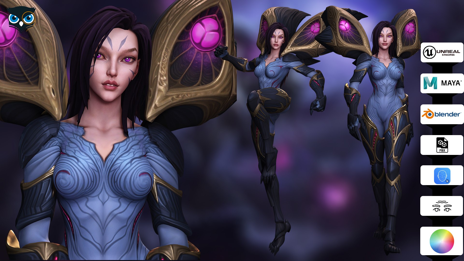 3D model Kaisa League of Legends https://p.turbosquid.com/ts-thumb/4s/mBidRN/cV/arttemp/jpg/1736196984/1920x1080/fit_q87/60f22fcd2f7ced725cbaba6b49a5b0a47aa8a2bd/arttemp.jpg