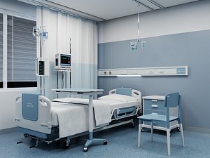 3D Hospital Patient Room Medical Interior PBR Game Ready