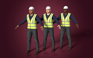 Rigged Architect Civil Engineer - Man -- IK-FK Rig -- 3 Skin Textures - Construction Worker Mechanic