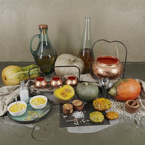 3D decor set pumpkins