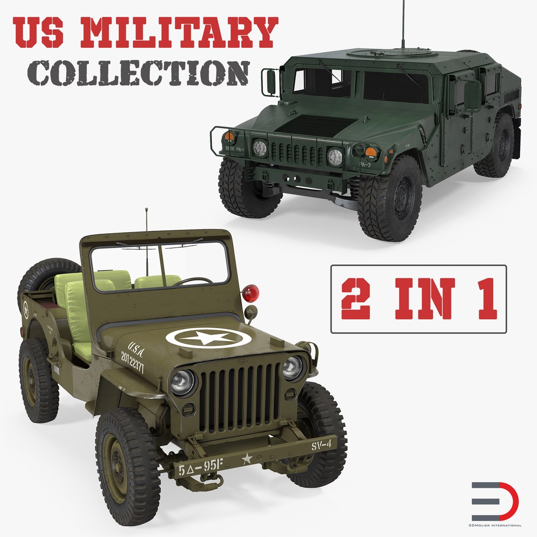 US Military Wheeled Vehicles Collection 3D model preview