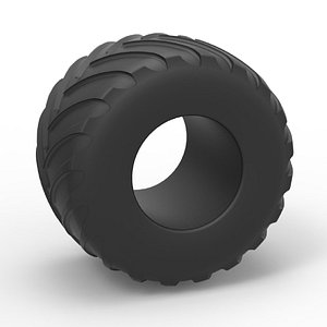 3D Diecast Monster Jam tire 19 Scale 1 to 25 model