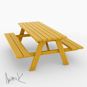 Garden bench with table
