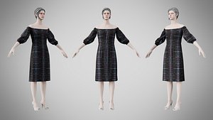 Dress 16 Electric Static Stripe 3D model
