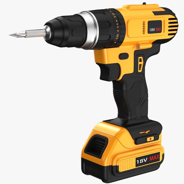 Detailed Yellow Electric Screwdriver 3D