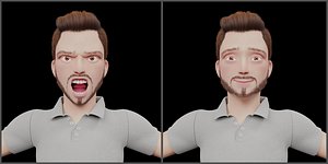 Rigged - Stylized Character Man - Blender Cycles and Eevee