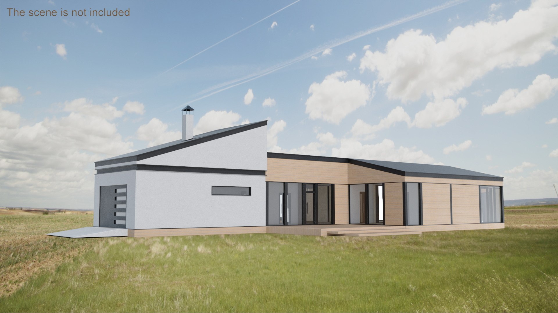 Minimalist House with Light Wood Design 3D model preview