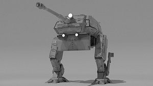 3D Destroyer Mech Walker with RIG and LOWPOLY Winter Camo model