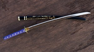 3D KATANA sword low poly high detailed model