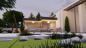 3D Game-Ready Modern Patio Scene model