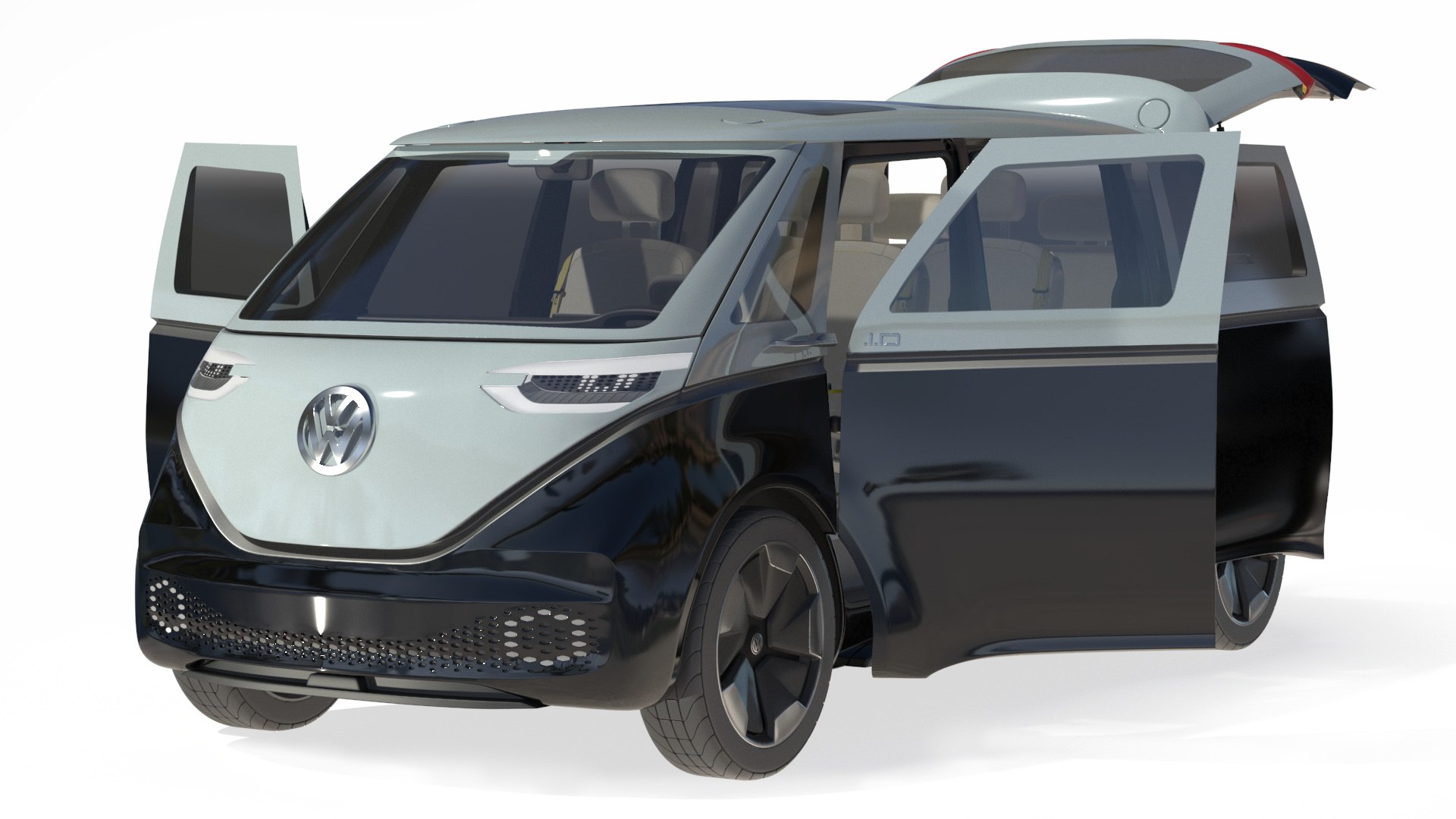 Volkswagen Minivan ID Buzz Rigged 3D model preview