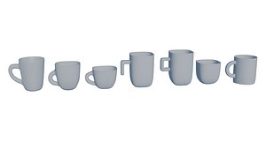 Mug and cup Set - Low Poly game-ready 3D
