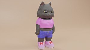 PERSIAN CAT HUMAN FIGURE FOR 3D PRINTING