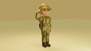 3D Low Poly Soldier model