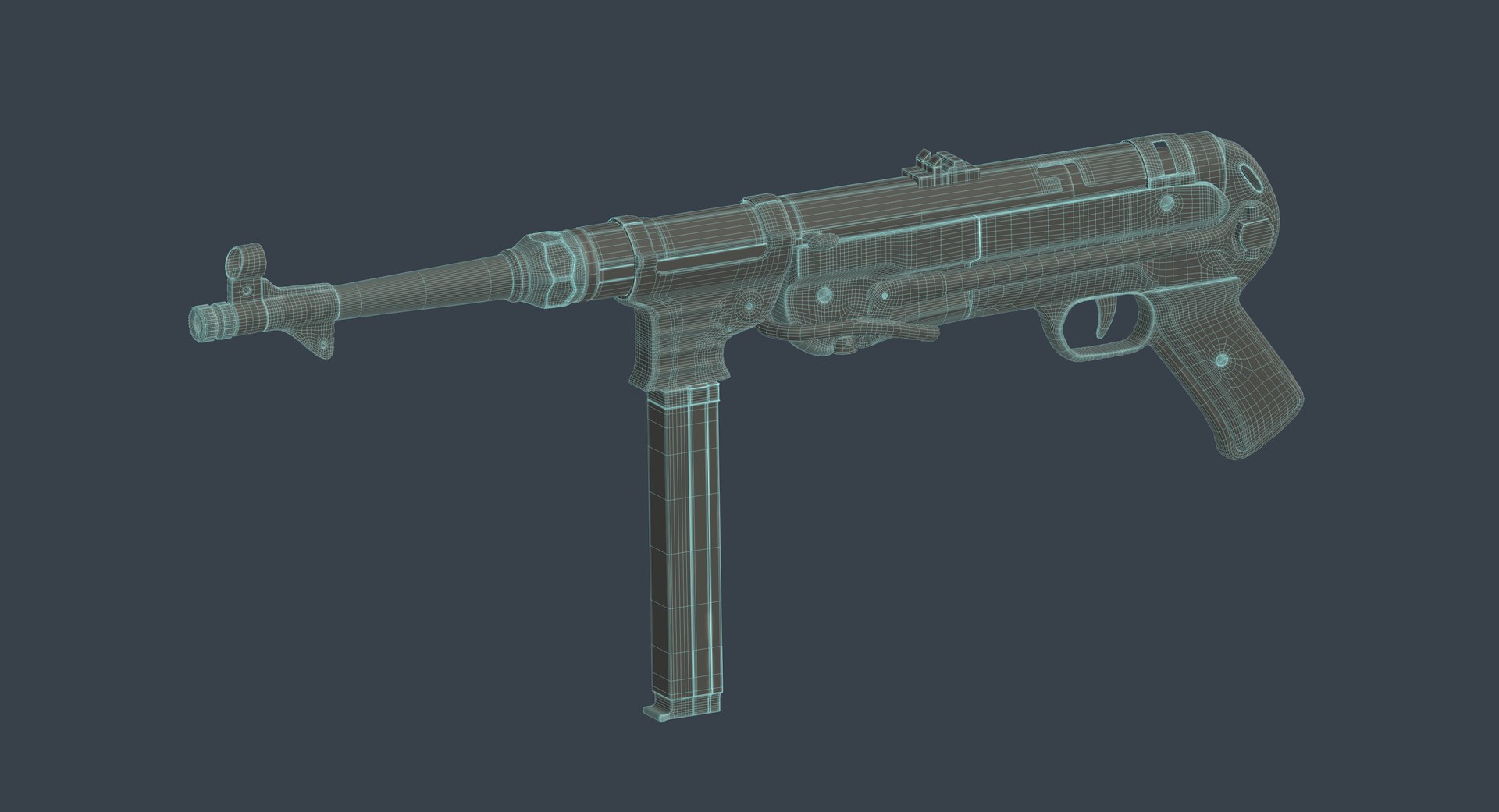 MP40 Submachine Gun Germany World War 2 3D model https://p.turbosquid.com/ts-thumb/4u/6nIsPe/DT/wire/png/1632002176/1920x1080/fit_q87/6d7a71e3cffcc157d3982d4c21c8a94721121fd5/wire.jpg