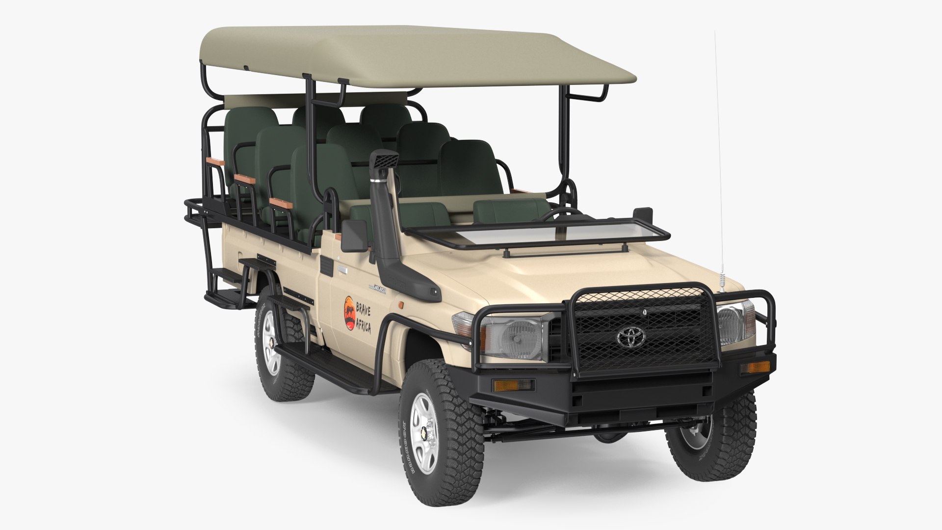 Toyota Land Cruiser Safari Open Sided Beige Clean 3D model preview