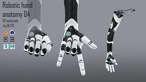 3D Robotic hand anatomy 04 model