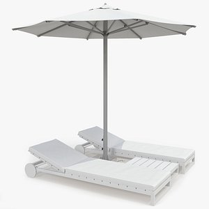 Two Sun Loungers Outdoor Furniture with Umbrella