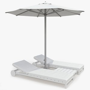 Two Sun Loungers Outdoor Furniture with Umbrella