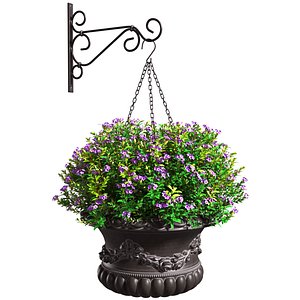 Hanging basket flowerpot rattan pot with flowers
