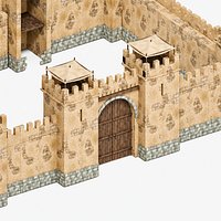 Historical Fortified Wall Modular Set  Game Ready 3D Asset