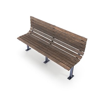 Weathered Outdoor Park Bench 3D