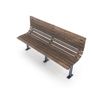 Weathered Outdoor Park Bench 15