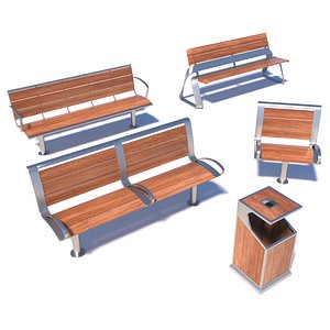 3D street bench modern