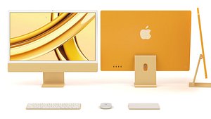 Apple iMac 24 inch 2023 Yellow with Keyboard-Mouse-Trackpad