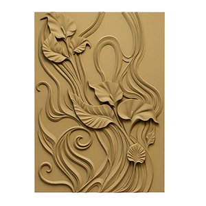 3D Modern Flowing Leaves wall decor Relief STL Mural CNC 431 model