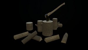Ax and firewood 3D model