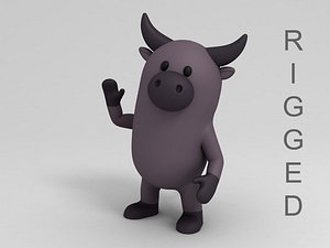buffalo cartoon rigged 3D model