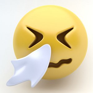 emoji blowing 3D model