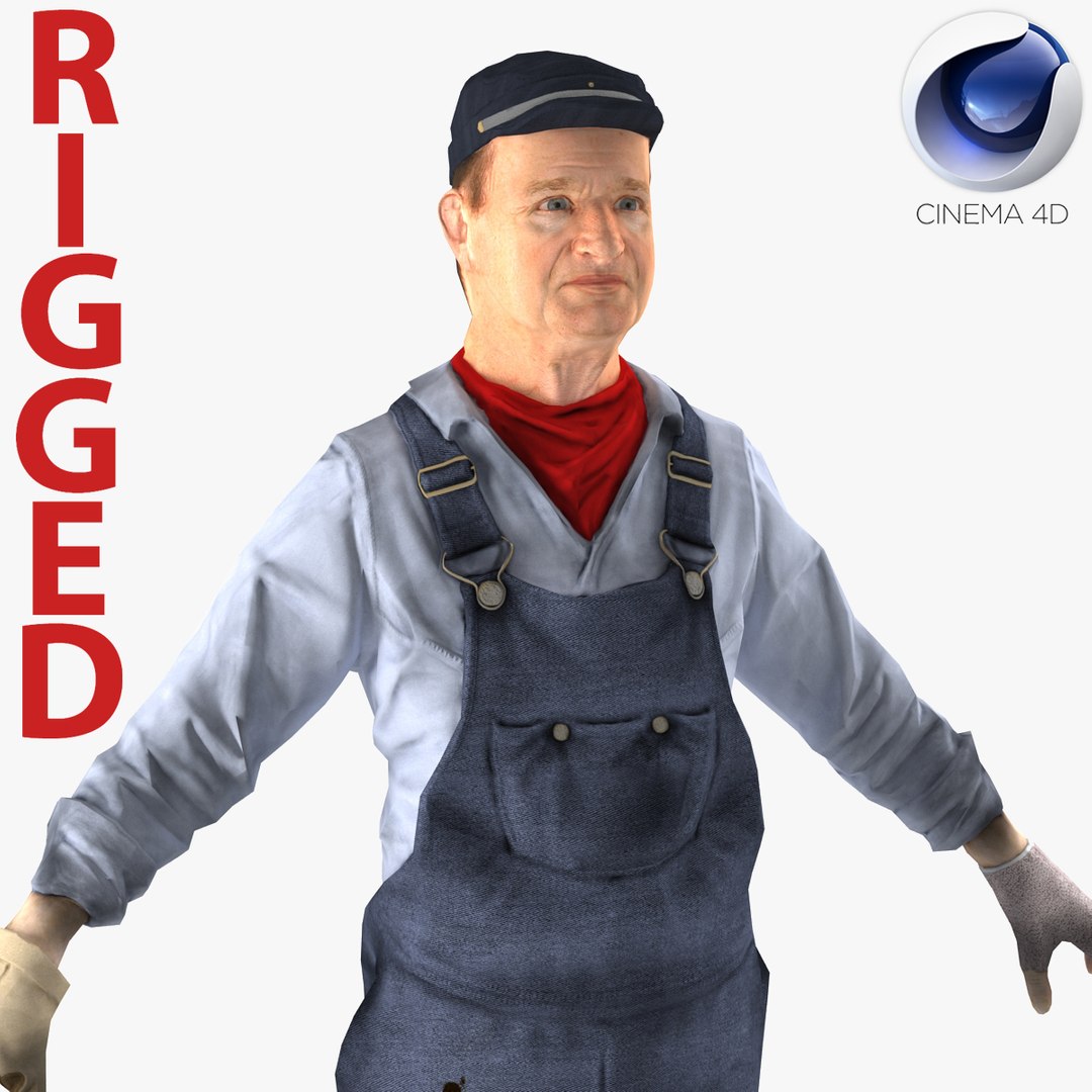 Locomotive Engineer Rigged for Cinema 4D 3D model preview