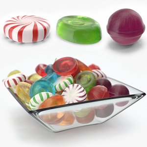 3D Realistic bowl with mixed hard candy model
