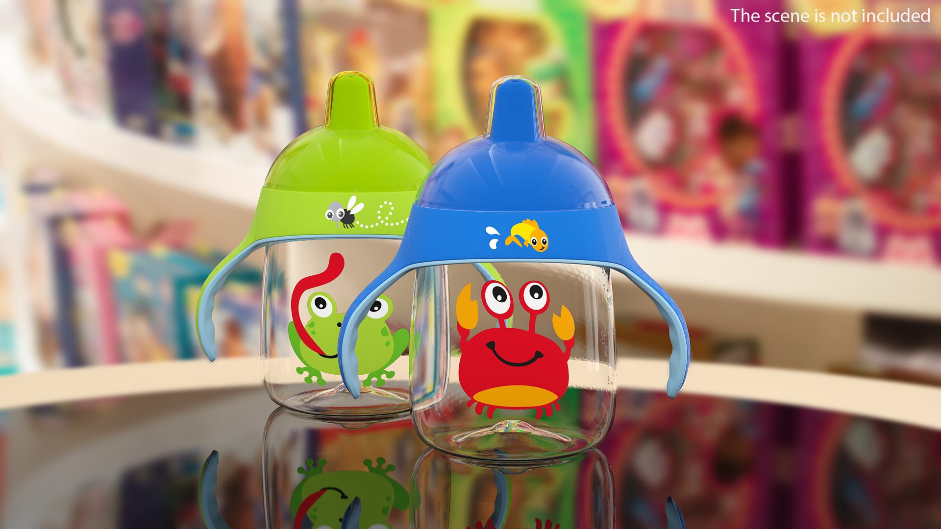 Blue Spout Cup with Handles 3D model preview