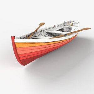 3D Red wooden boat
