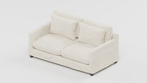 Ivory Two Seat Sofa with Box Arms